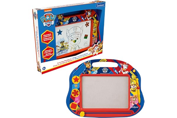Lexibook, La Pat'Patrouille, Ardoise Magique Multicolore, Jouet artistique et créatif pour filles et garçons, Magnétique avec stylet et tampons pour dessiner, Rouge et Bleu, CRPA550LXB