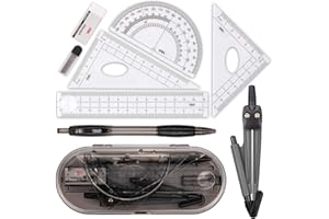Maths Set Geometry Set Muscccm Compass Set 8 Pieces School Supplies Drawing Compass Protractor Set Rulers for Student in Carry Case