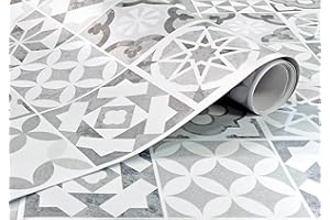 GOYAPRINT Vinilo Decorativo Baldosa Hidraulica 62x250cm para Cocina Pared Muebles Papel Autoadhesivo Impermeable Cenefa Mosaico Imitacion Azulejos Vintage (250x62 cm, Baldosa Hidráulica Blanca)