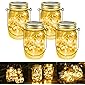 Solarlampen für Außen - 4 Stück Solarlaterne Solarleuchte Mason Jar Licht 30 LED Solar Licht Hängend für Außen Garten…
