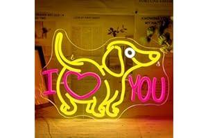 ineonlife Love Neon Sign for Wall Decor, Cute Dachshund Neon Lights, I Love You Art Signs, dimmerabile USB Light Up Signs Regali per gli amanti dei cani, San Valentino, negozio di animali, compleanno,
