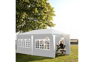 Jopassy Wodoszczelny pawilon ogrodowy 3 x 6 m, z 6 częściami bocznymi, namiot imprezowy, odporny na działanie promieni UV, 100 g/m², wysokiej jakości plandeka PE, namiot biesiadny, biały