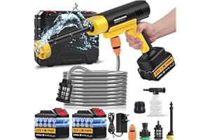 KARTOLS Cordless Pressure Washer, 130 Bar Portable Power Washer, Battery High Pressure Washer with 2×3.0Ah Batteries, 6 in 1 Adjustable Nozzl, 5m Hose, Jet Wash for Floor/Garden Cleaning & Watering