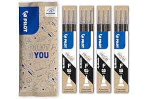 Pilot FriXion - Ricariche per penna cancellabile, 4 confezioni da 3 pezzi ciascuna Compatibili con FriXion Point e FriXion Point Clicker, colore nero, punta fine