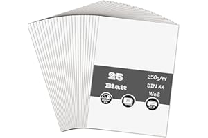 AZVIEY 25 Blatt Tonpapier Weiß, 250g/m² Tonkarton - DIN A4 Bastelkarton für Malen Kartenherstellung Einladungen Scrapbook Basteln