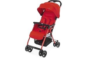 Chicco OHlalà 3 Passeggino Ultraleggero da 0 Mesi a 15 kg, Passeggino Reclinabile e Pieghevole con Cestello Capiente, Chiusura Compatta, Parapioggia e Cappottina Estendibile - Rosso