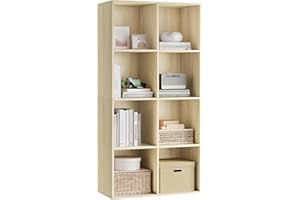 WOLTU Estantería con 8 Compartimentos de Almacenaje, Libreria Biblioteca para Casa y Oficina, Estanteria de Piso Moderna, Ideal para Estudio Juvenil y Salón, 60x29,5x121cm, Roble Claro, SK002hei4