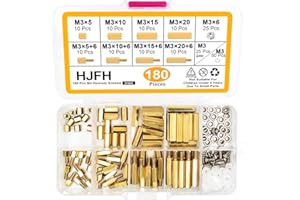 HJFH Entretoise Laiton M3 Hex Colonne Écrou Assortiment Kit Boulons en Cuivre Hexagonale Fileté Mâle-Femelle pour PCB Carte Mère (180 Pièces)