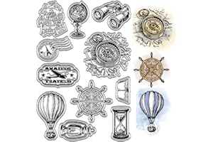 CRASPIRE Sello de Goma Transparente para Viajes, Timones, Globos, Telescopios, Globos Aerostáticos Sellos de Silicona Transparente Sello para Diario Fabricación de Tarjetas Álbumes de Recortes Álbum