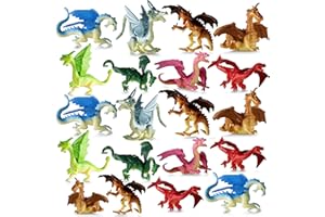 Bedwina Mini Dragon Toy Figures - (Pack of 36) 5cm (2in) Plastic Rubbery Dragon Figurines in Assorted Colours & Styles - Party Favours, Cupcake Toppers, Decorations & Piñatas