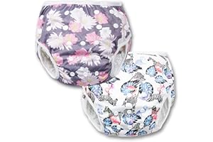 Joyo roy Reusable Swim Nappies 2PACK Swimming Nappy for Baby Girl Adjustable and Washable Baby Swimming Nappies Swim Nappies Size 2 Reusable Swim Nappy 1-2