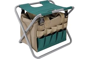 Cikonielf Multifunction Portable Folding Garden Stool Chair With Tool Bag for Outdoor Camping Supplies Home Gardening Works Garden Tool Folding Chair