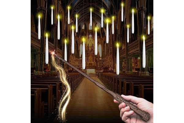10Pcs Bougies Flottantes, Bougie LED Sans Flamme avec Télécommande Baguette Magique, Bougie à Piles pour fête de église en Famille Chambre Décoration de Noël Halloween (10Pc)