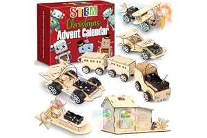 RYJJEEST Experiment Adventskalender 2026 för barn 8–14, STEM Vetenskap experimentlåda, 24 trä 3D-byggsatser med instruktioner