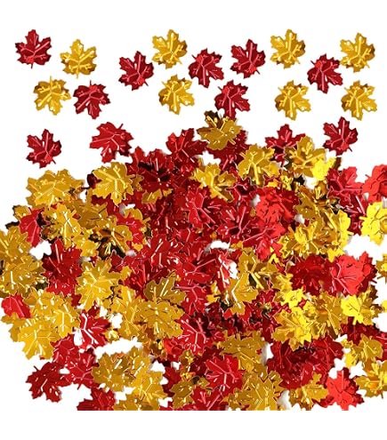 100 Stück Herbst-Konfetti Streudeko – Ahornblätter & Kürbisse, Glitzernd, Für Tischdeko & Party, 5 Farben