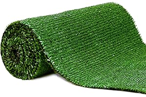 Mazovia Kunstrasen Rasenteppich für Garten Balkone Terrassen Wintergärten Biergärten - Höhe: 6 mm Meterware Wasserdurchlässig - Grün dunkelgrün 133 x 350 cm