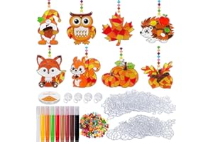 AHIKY Autumn Sun Catcher Craft Set, 24 Pieces Autumn Decoration Crafts for Children, Pumpkin Hedgehog Owl for Painting, Autumn Window Decoration, Creative Sets, DIY Autumn Window Pictures Craft Set for