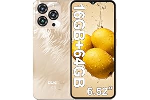 OUKITEL C3 Smartphone Pas Cher, 16(4+12) Go + 64Go/1To Telephone Portable Pas Cher, 6.52" Écran, 5000mAh Smartphone Android 14, 13MP+5MP Téléphone Débloqué, 4G Dual SIM/Face ID/GPS/3.5mm/Type C - Or