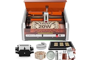 Woxcker L8 MAX 20W Vollständig Geschlossener Lasergravierer – Vormontiertes All-in-One-System mit Luftunterstützung, Kamera & Honigwabe, 40000 mm/min für Holz, Metall, Acryl, Glas, Edelstahl uvm.