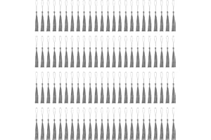NACHLYNN 120 Pcs Bookmark Tassels Bulk 13cm/5 Inch Silver Silky Handmade Soft Craft Mini Tassels for Jewelry Keychain Making