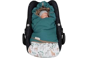 ULLENBOOM Einschlagdecke Babyschale, Ideal für Herbst und Winter, 100% OEKO-TEX Materialien, Madagaskar (Made in EU) - Babydecke für Kindersitz oder Kinderwagen, kuschelige Decke für Babys
