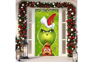 FIVEMILEBRO 90x200 cm Cubierta de Puerta Navidad G-Linch, Decoración Navideña para Interior y Exterior, Pancarta de Tela Colgante para Puerta de Entrada, Adorno de Fiesta Navideña (A)