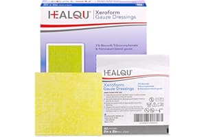 Healqu, Pansement médical Xeroform Petrolatum - Coussinet de gaze non adhérent pour plaies à faible exsudation - Patch de gaze à mailles fines stérile 2x2-25 unités