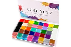 CCbeauty Professional 36 Colors Face Body Paint Oil Based,Face Painting Palette Kit Safe Non-Toxic Hypoallergenic Neon Pigmented Body Paints for Halloween SFX Special Effects Costume Cosplay Makeup