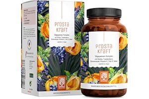 ‎NATURTREU NATURTREU® Prostakraft - 120 vegane Kapseln hochdosiert mit Sägepalmenextrakt (301 mg), Brennnessel, Kürbiskern mit Vitamin E, Zink, Selen - 2 Monatsvorrat