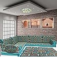 Spirit Home Interiors - Blue corner sofa floor cushions majlis seating bohemian furniture bench cushions kilim pillows / SHI_C2126