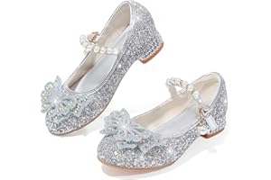 VTASQ Zapatos Princesa Niñas Glitterate Zapatos de Vestir Elegantes Mary Janes Zapatos de Tacón para Fiestas Bodas Cumpleaños y Cosplay