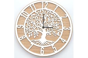 Gruppo Maruccia - Orologio da Parete in Legno Albero della Vita - Decorazione per il Muro - Diametro 30 cm