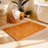 45x70 cm Baklava Pattern Bamboo Bath Mat | Anti-Slip Natural Wooden Bath Mat | Waterproof Decorative Bathroom and Home Mat