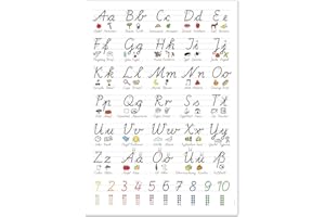 ‎KIZIBI kizibi® XL Schulausgangsschrift Poster für Kinder (SAS), Schreibschrift Lernen DIN A2 mit Übungsblatt, Schreiben Lernen | beliebt im Kindergarten, Vorschule, Grundschule | inklusive Übungsblatt