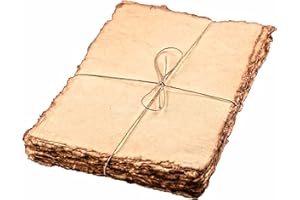 Watercolour Paper - Mixed Media Watercolour Paper - 150 GSM Thick Deckle Edge Virgin Cotton Handmade Paper - Off Vintage Toned -40X 33 CM by LEATHER VILLAGE