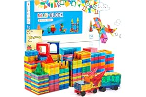 AQXONG 154 sztuk magnetycznych zabawek konstrukcyjnych, magnetycznych klocków konstrukcyjnych, zabawek, klocków edukacyjnych, zabawek budowlanych dla dzieci, odpowiednie dla 3 chłopców i dziewcząt