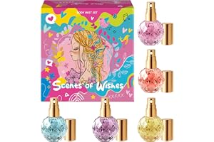 Body Mist Set för Flickor "Scents of Wishes" – 5 Diamantformade Glasflaskor med Guldfinish; 5 Exklusiva Dofter: Bär, Frukt, C