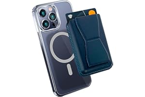 MyGadget Magsafe Wallet - Cartera Magnetica para Tarjetas y Soporte de Cuero sintético Compatible con Apple iPhone 15 I 14 | 13 | 12 Series - BLU Oscuro