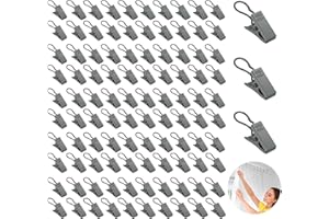 RUMGUG 100 PCS Edelstahl Vorhang Clips, Multifunktionale Gardinen Clips mit Haken Vorhangklammern Metall Gardinen Haken Robuste Curtain Clips für Heimdekoration und Duschvorhänge (Set D)