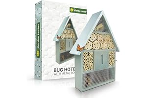 REPEAK Garden Locker Bug Hotel Bee House Grey Large Wooden Outdoor Insect Larvae Home 40x28x8.5cm Children Friendly Attracts Bees Insects with Gift Box Garden - Great for Him