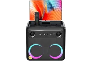 Ikarao 2024 Smart Karaoke-Maschine für Erwachsene, mit Sprachanzeige, 64 GB Karaoke-Tablet, 2 kabellose Mikrofone, professionelles Karaoke-System, 600 W Spitzenleistung, 4 Stück