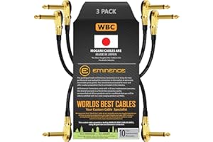 WORLDS BEST CABLES 3 Unidades -Mogami 2319-10 cm (4 pulgadas) - Cable de conexión para efectos de instrumentos con conectores chapados en oro, perfil bajo, tipo TS (6,35 mm)