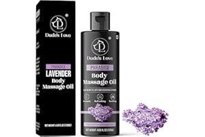 DUDE'S LOVE Organic - Lavender Floral Edible Body Massage Oil - Relaxing, Calming & No Stain | Non-Sticky Aromatherapy Oil with Orange Blossom & Lavender Essential Oil