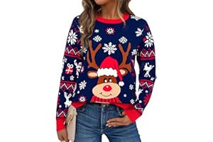 Aseniza Damski zimowy sweter świąteczny sweter świąteczny sweter świąteczny sweter brzydki świąteczny sweter