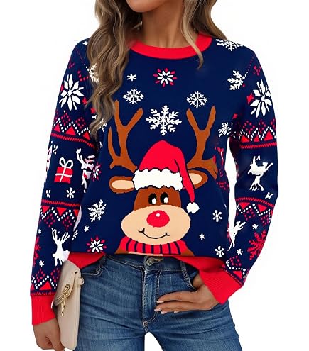 Pull De Noël Drôle Avec Sapin Imprimé – Sweat-shirt Col V, Manches Longues – Taille S à XXL, Pour Femmes - 8