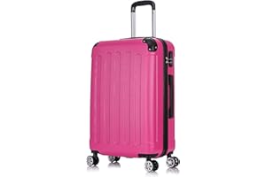 Flexot® Flex-2045 Koffer (16 Farben zur Auswahl) Zwillingsrollen Reisekoffer Trolley Hartschale (L, Rose)