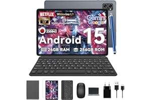 TABWEE Tablet 10 Inch,Android 15 AI Tablets,24GB +256GB/2TB,FHD Gaming Tablet With Pen and Keyboard Kits,5G WiFi,Octa-Core,8MP AI Camera,Widevine L1+Stereo Speaker,GPS,Fast Charge,2-Year Warranty