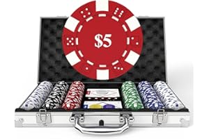 HEITOK Pokerkoffer Pokerset Profi mit Wert, 300 Glücksspielchips, nummerierte Chips mit 11,5 Gramm für Blackjack und Texas Holdem-Spiele mit Aluminium-Pokerkoffer