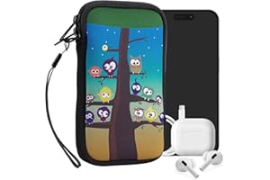 ‎KWMOBILE kwmobile Handytasche für Smartphones L - 6,5" - Neopren Handy Tasche Hülle Cover Case Schutzhülle - Eule Baum Mehrfarbig Blau Braun - 16,5 x 8,9 cm Innenmaße