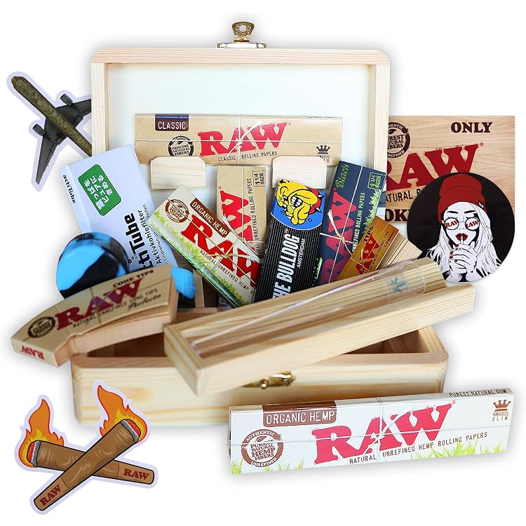 Kit Complet RAW Pour Fumeurs - Plateau, Cendrier, Boîte Hermétique, Papiers, Tips Et Cônes